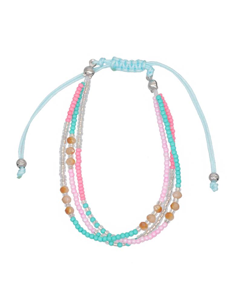 

Boho Colorful Beaded Adjustable Bracelet, Pink
