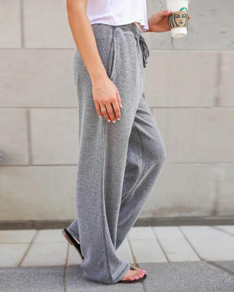 

Pocket Detail Drawstring Waist Pants, Gray