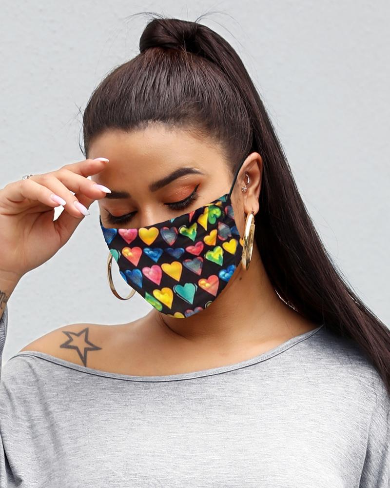 

Heart Print Breathable Mouth M .a. s. k Washable And Reusable, Multicolor