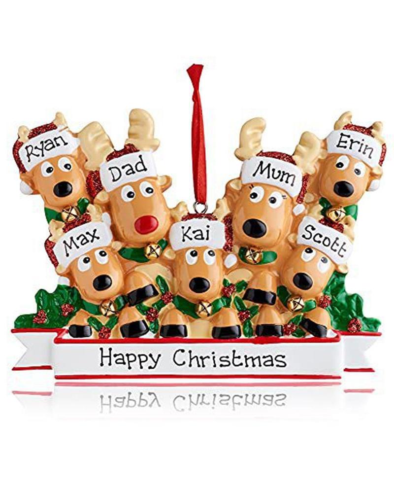 

Cute Deer Holiday Winter Gift Personalized Reindeer Family Christmas Tree Ornament, Style7