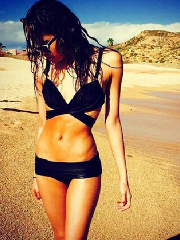 

Fashion Fully Lined Padded Bikini Top + Bottom Swimsuit Bathing Suit, Black