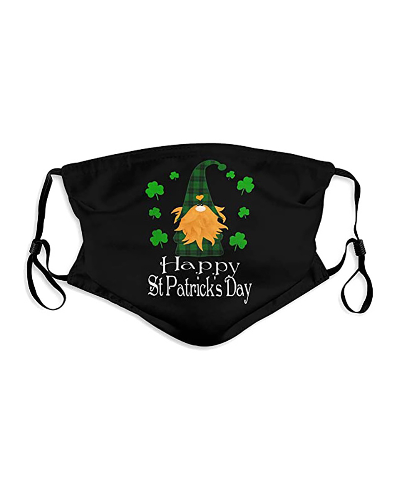 

St. Patrick's Day Clover Print Breathable Earloo Face Maskp, Style1