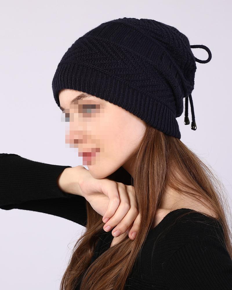 

1pc Multi-way Wear Warm Knit Beanie Hat Neck Warmer Scarf, Purplish blue