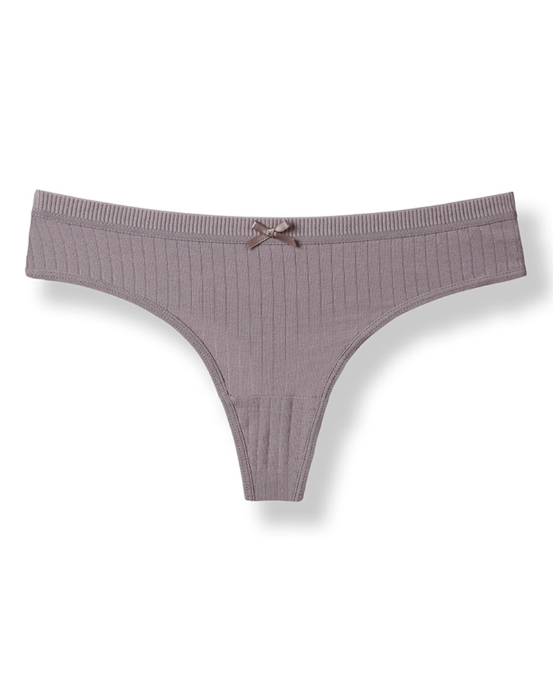 

Splicing Bow Low Waist Skinny Panties, Gray