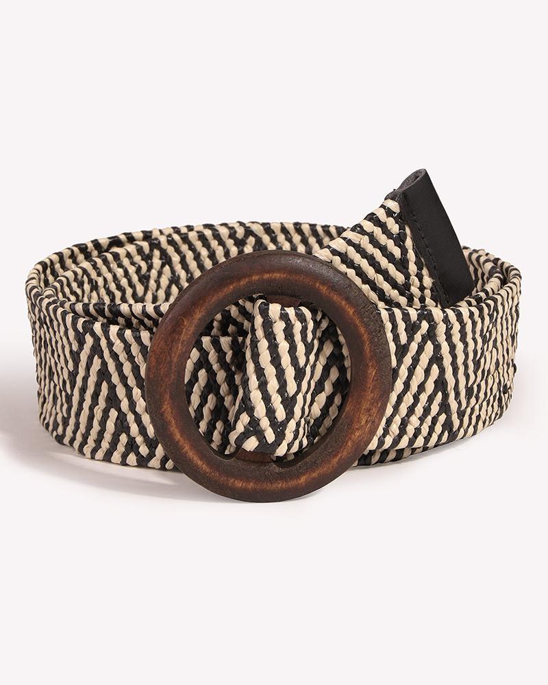 

1pc Vintage Geometric Buckled Belt, Blackwhite