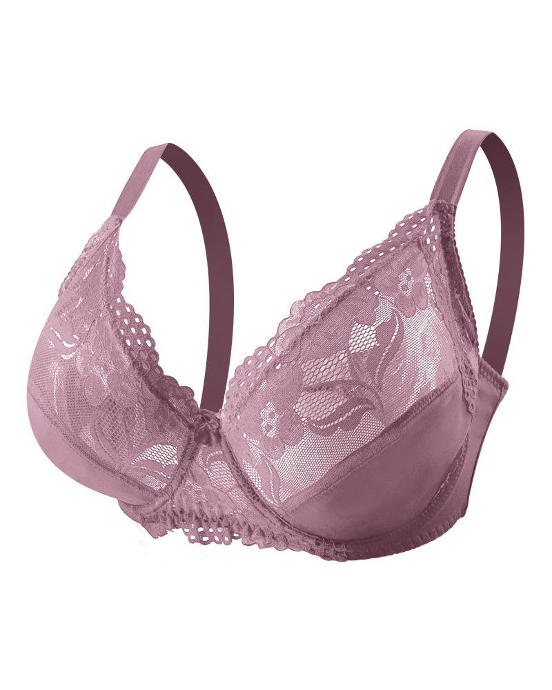 

Contrast Lace Push Up Bralette, Purple
