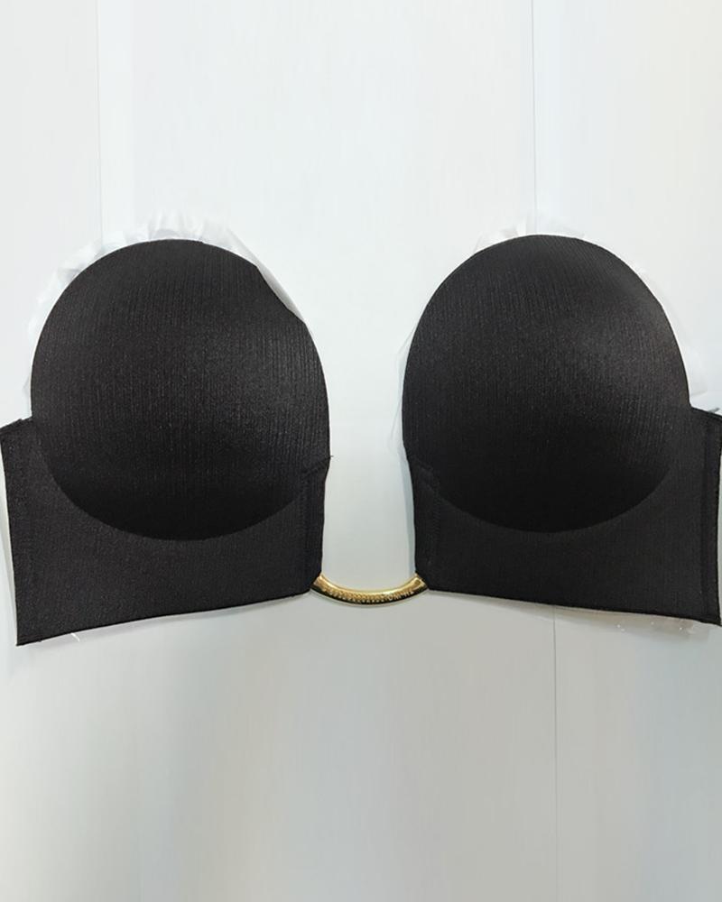 

Strapless Push Up Stick-On Invisible Bra, Black