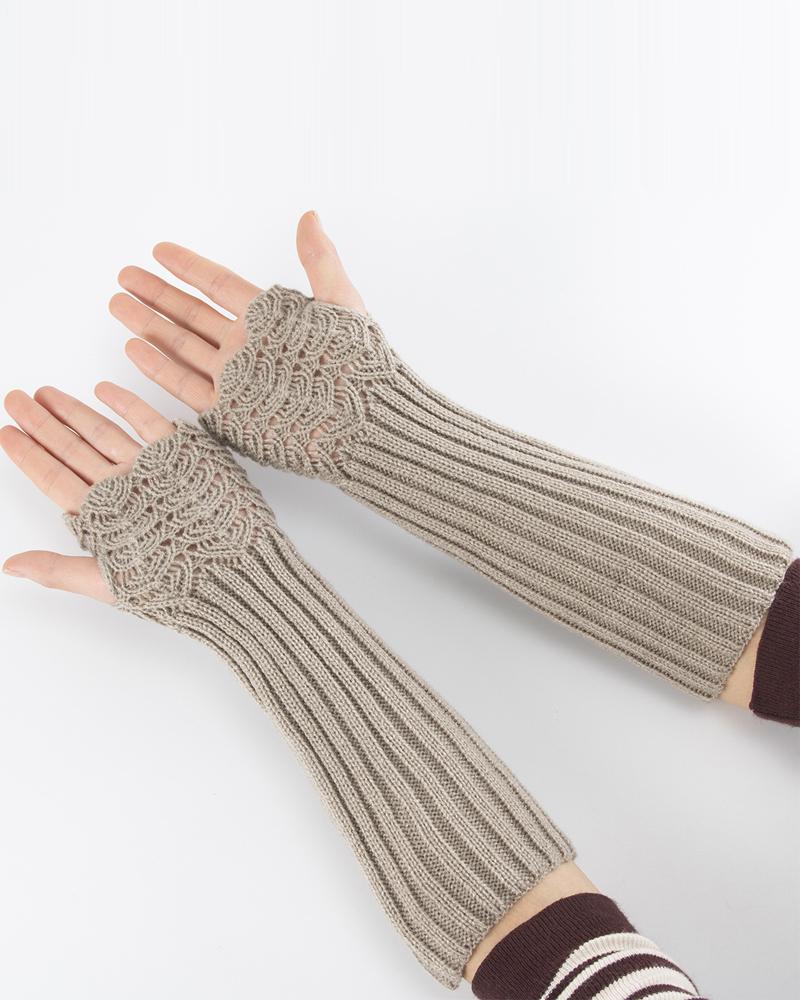 

1Pair Warm Knit Fingerless Gloves, Light gray