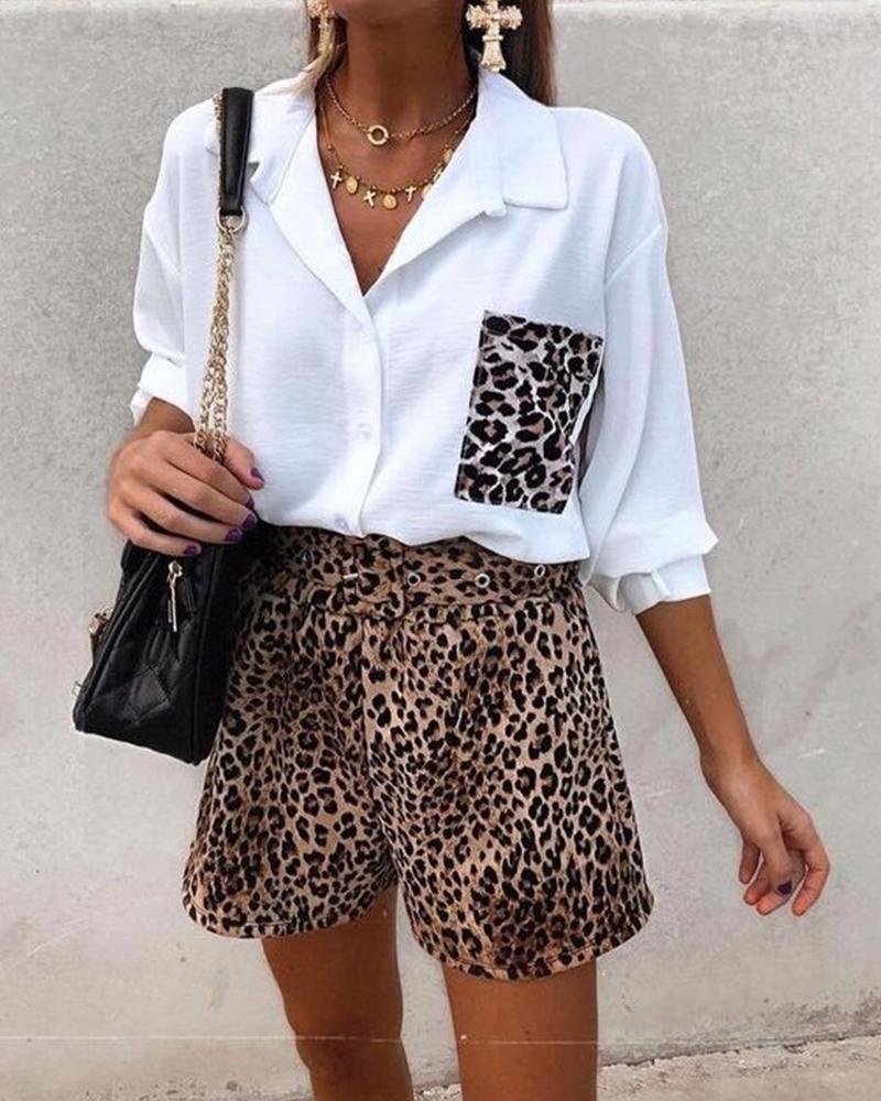 

Leopard Print Drop Shoulder Top & Shorts Set