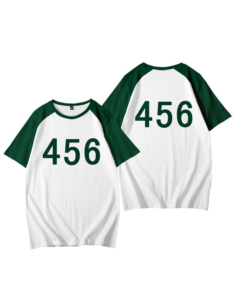 

Squid Game Letter Print Colorblock T-shirt, Style2