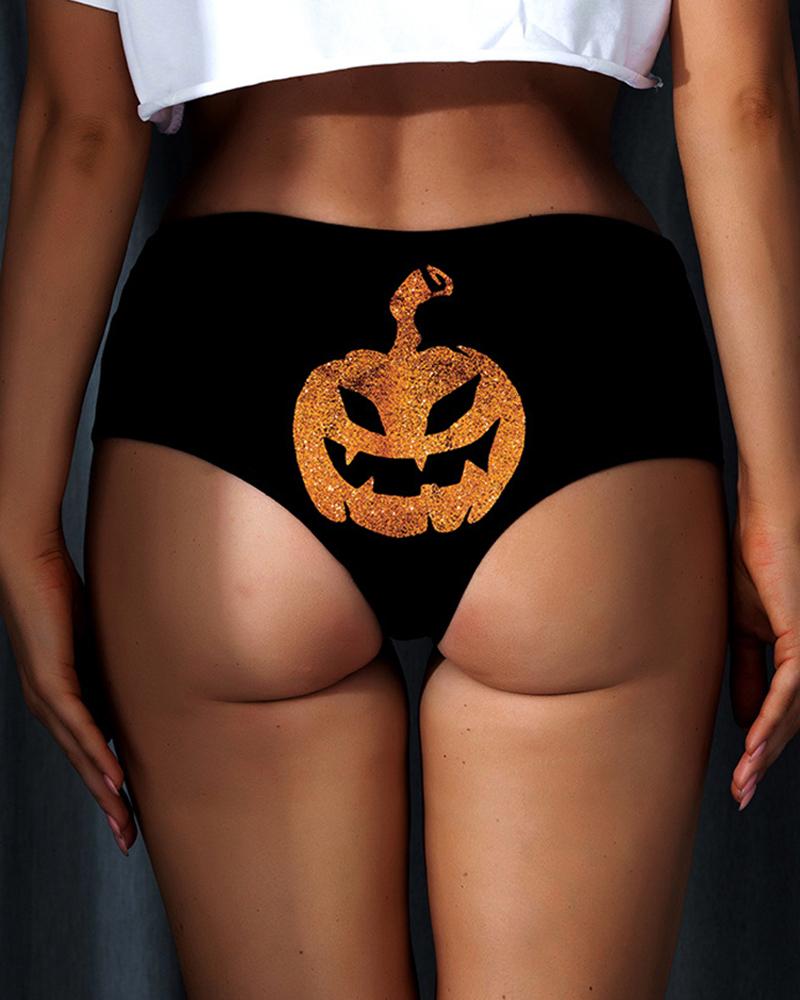 Halloween Luminous Pumpkin Print Panty