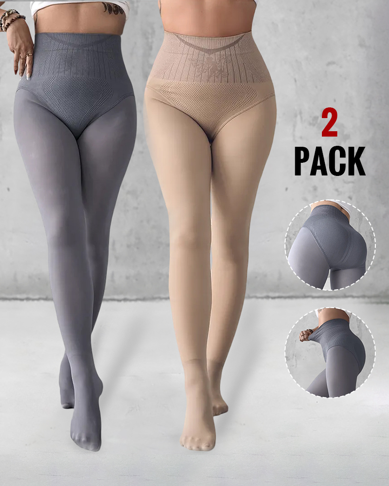 

Lot de 2 leggings doublés en polaire magique ChicMe ShapeLift, taille haute, contrôle du ventre, rehaussement des fesses, collants thermiques, Style3