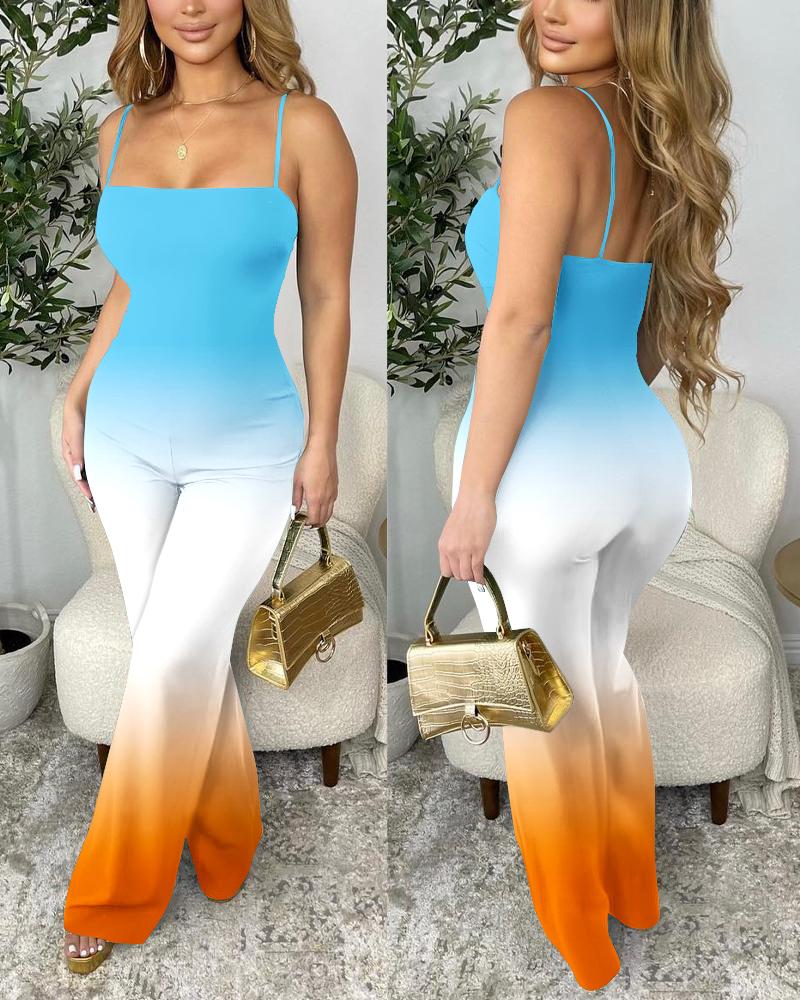 

Ombre Spaghetti Strap Straight Leg Jumpsuit, Multicolor