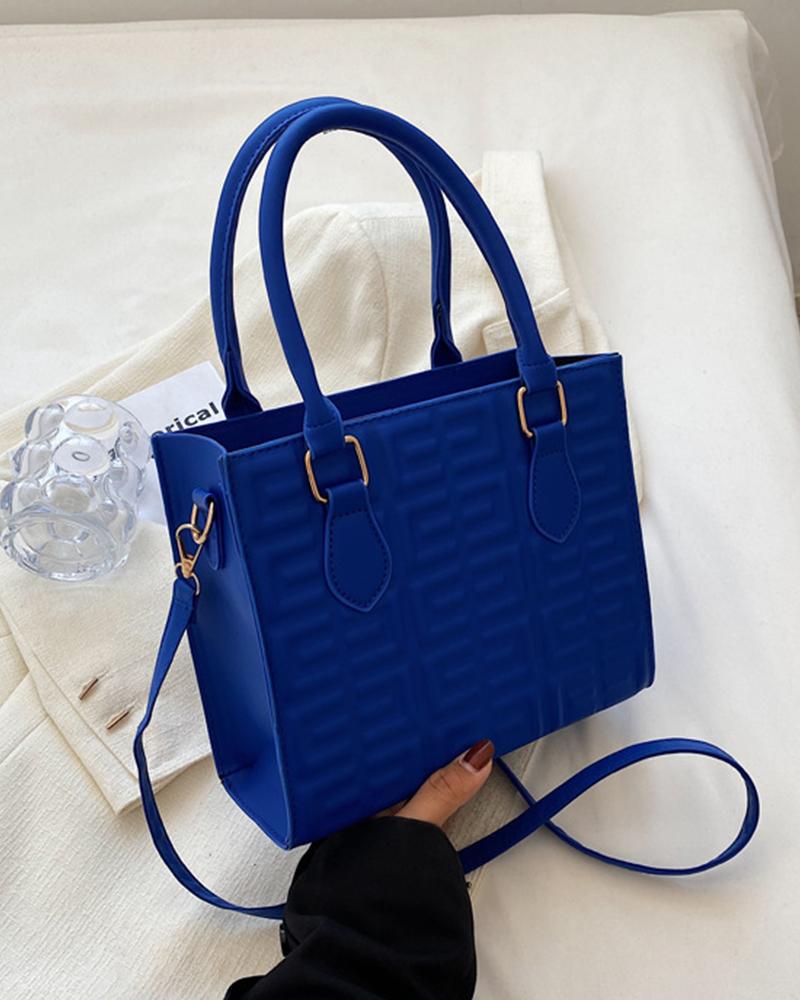 

Embossed Crossbody Bag With Handle, Blue