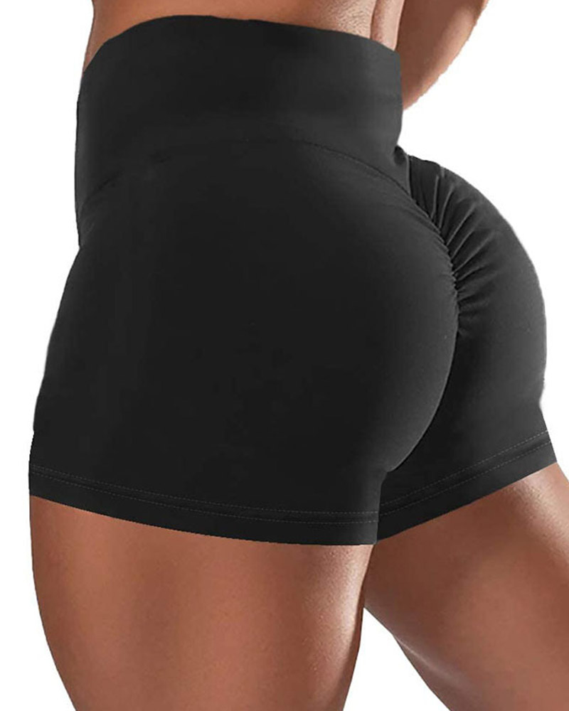 

High Waist Scrunch Butt Lifting Yoga Active Shorts, Black