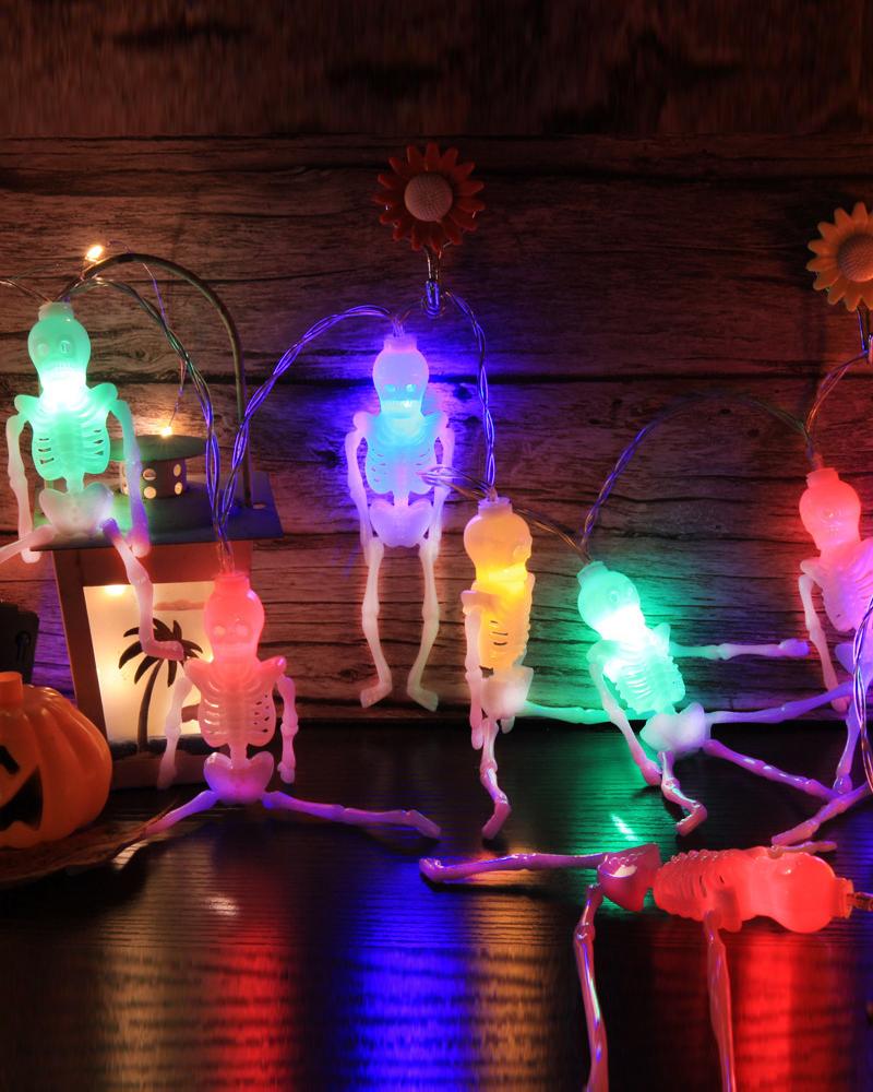 

Halloween Skull Lights Decorations Skeleton Skull Lights Battery Operated Halloween Party Lights for Indoor & Outdoor, Style1