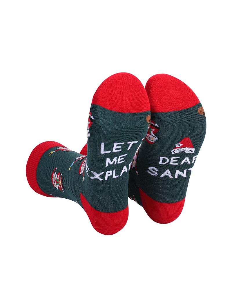 

Christmas Letter Graphic Print Socks, Style1