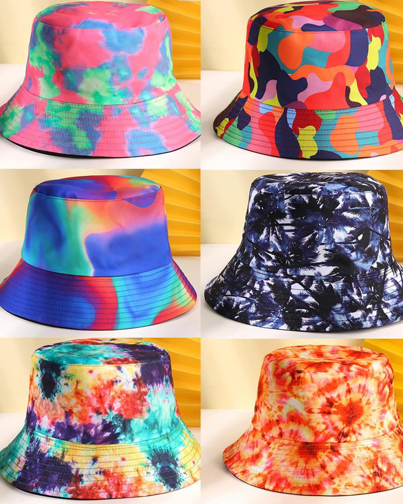 

Tie Dye Print Sun Bucket Hat, Style1