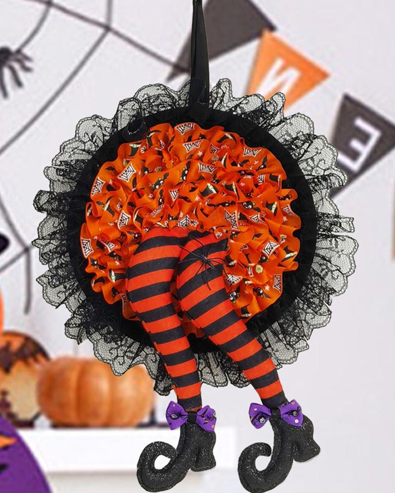 

Halloween Wreath Home Decor Front Door Hanging Clown Garland Halloween Party Decor Wall Prop Ornaments, Orange