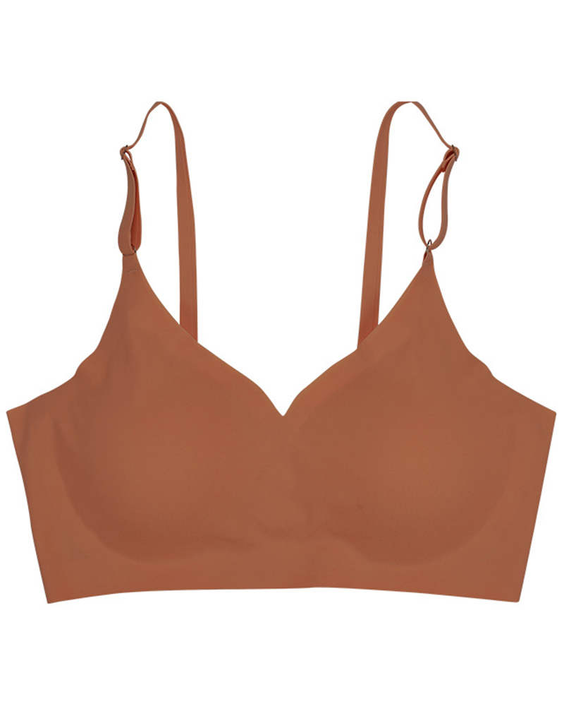 

Removeable Padded Seamless Wireless Lifting Bra, Brown