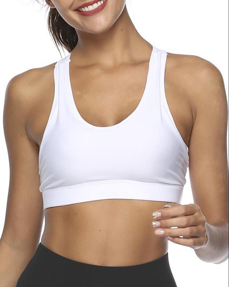 

Cutout Pocket Design Back Sleeveless Sporty Bralette Top, White