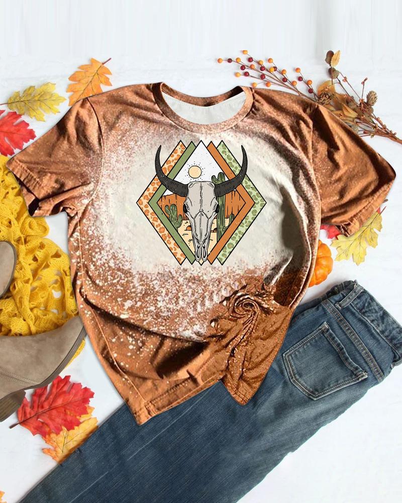 

Highland Cattle Print Casual T-shirt, Style5