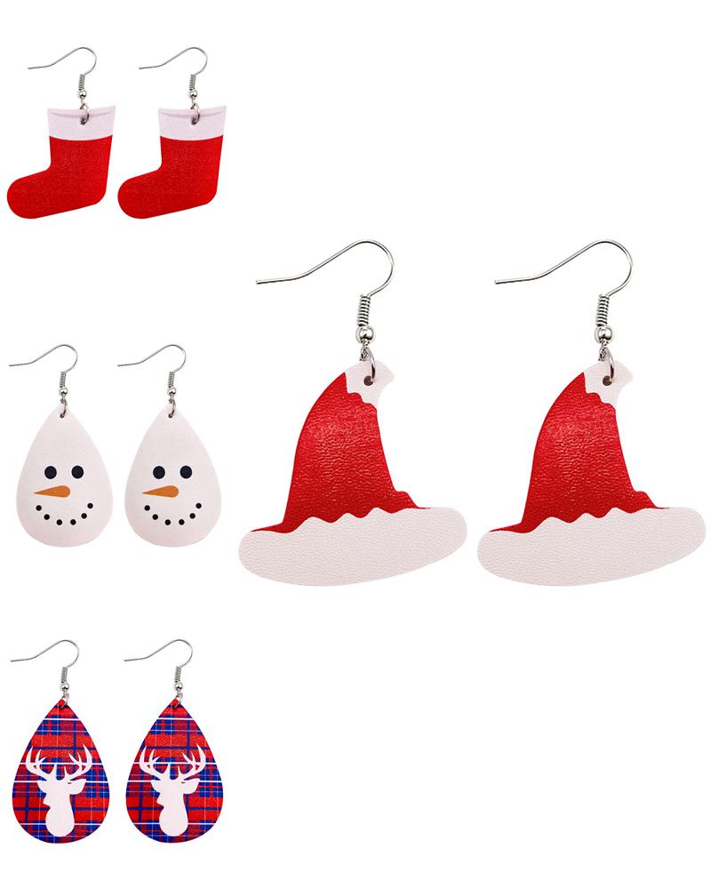 

1Pair Christmas Elk Print Drop Earrings, Style1