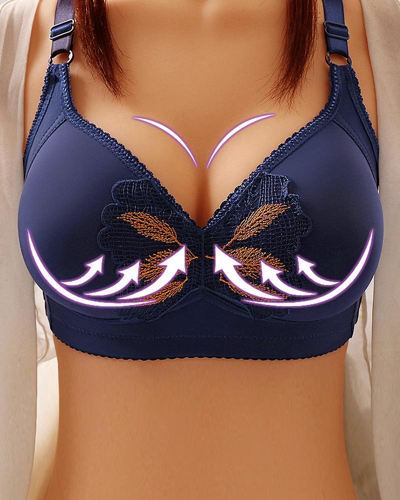 

Breathable Crochet Lace Push Up Bralette, Blue