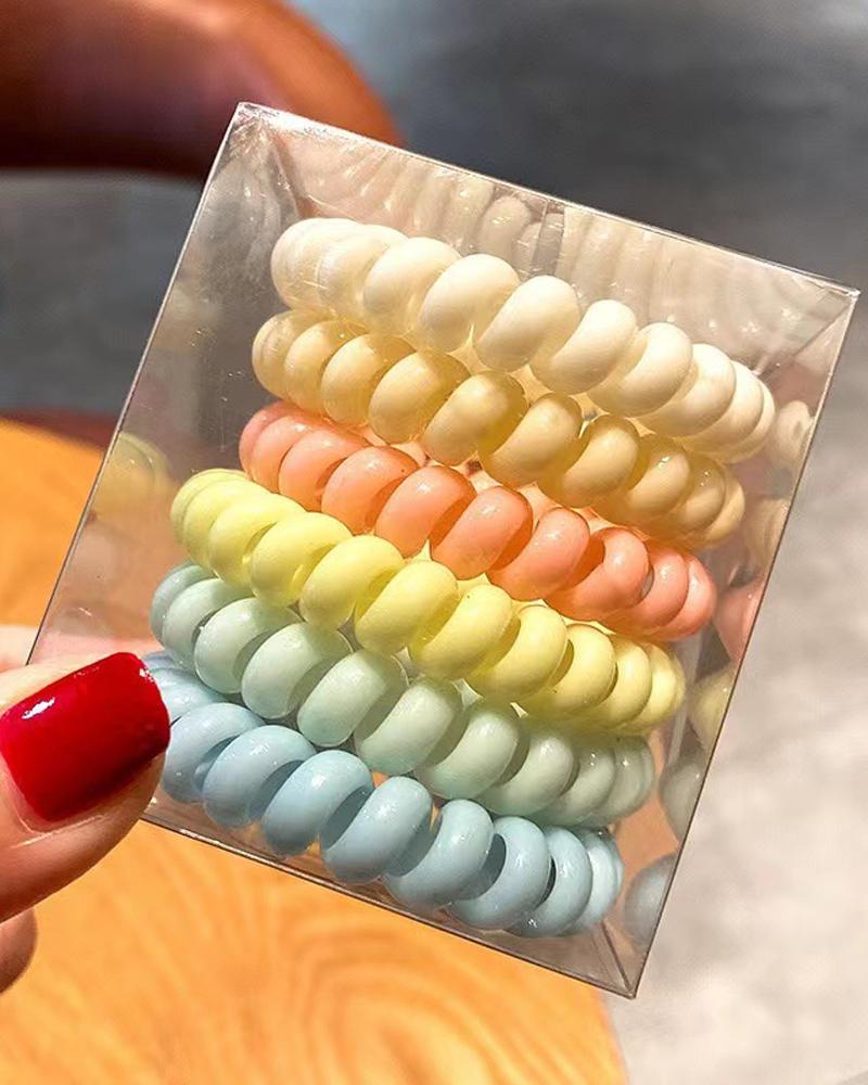 

6PCS Mixed Color Spiral Phone Cord Hair Tie, Style3