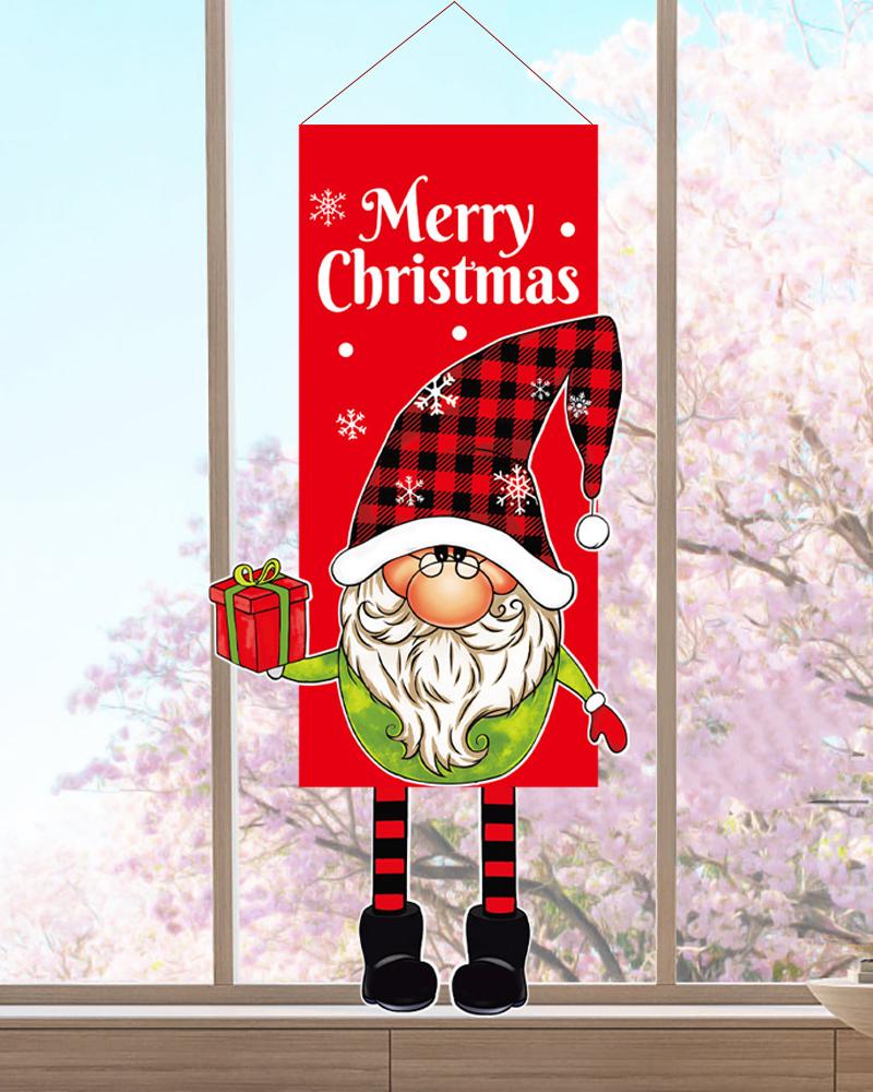 

1pc Christmas Garden Ornament Elk Cartoon Doll Hanging Flag Decoration, Style2