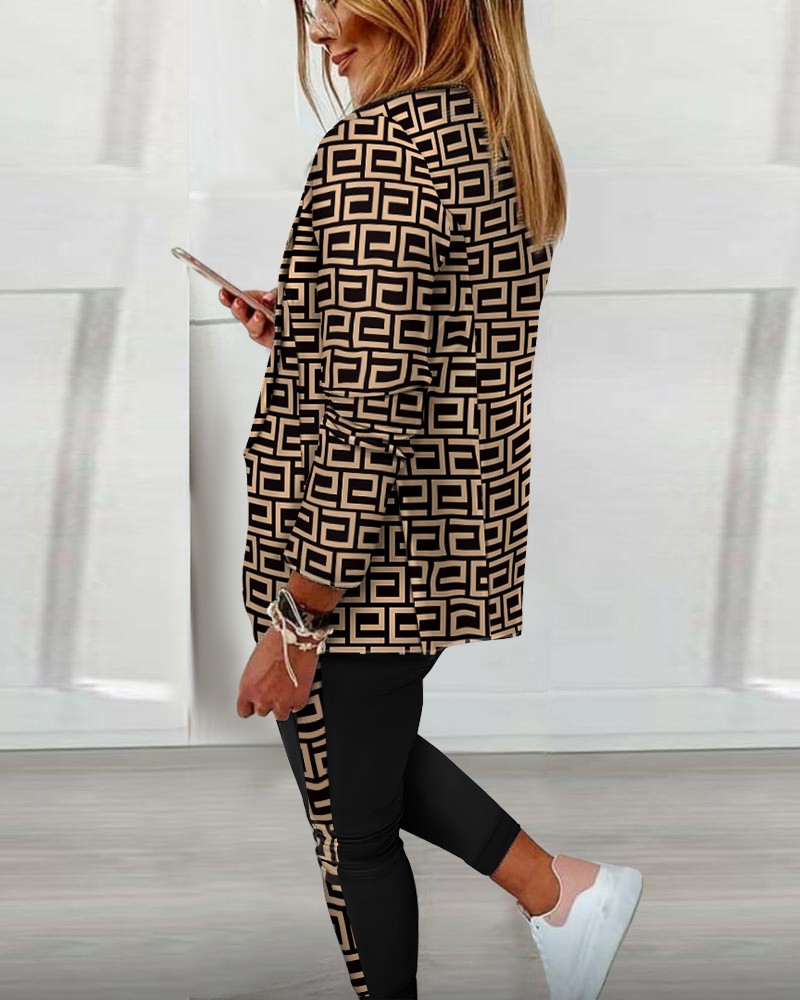 Starfish Print Long Sleeve Blazer Coat & Pants Sets