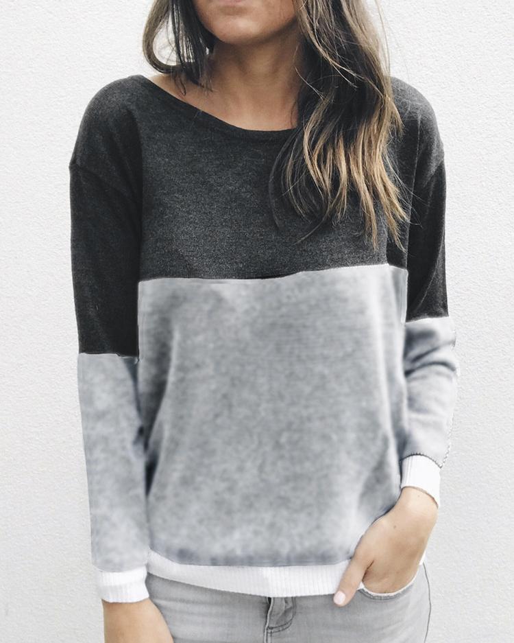 

Splicing Crisscross Back Casual Sweatshirt, Gray