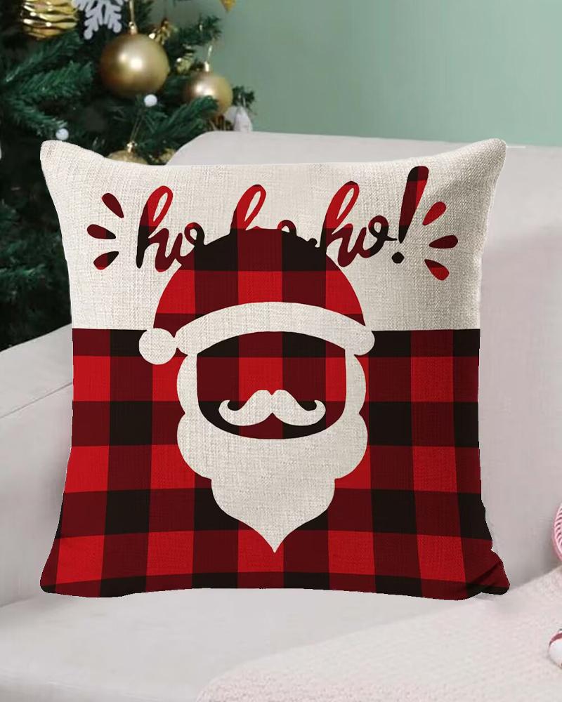 

1pc Christmas Santa Claus Pillow Cover Farmhouse Pillow Cover Holiday Rustic Linen Pillowcase Sofa Couch Throw Christmas Decoration, Style4