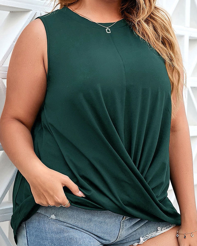 

Plus Size Twist Hem Tank Top, Green