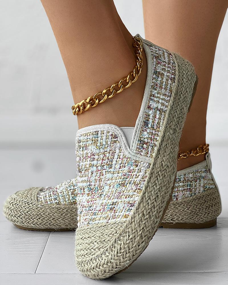 Mocasines sin cordones trenzados de tweed