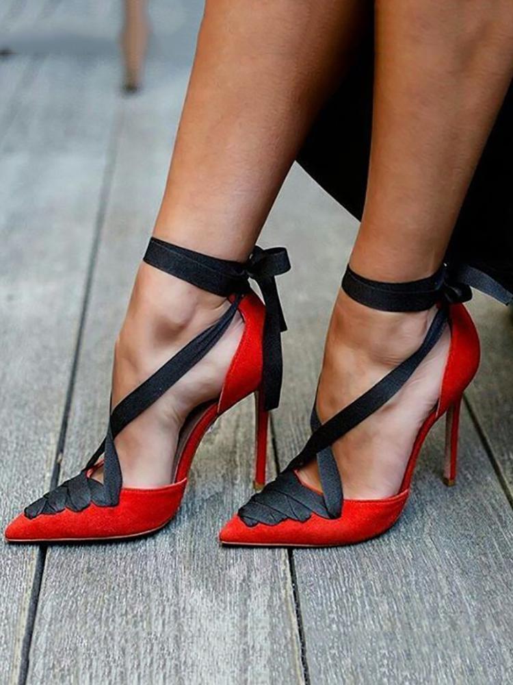 

Sexy Bandage Lace-up Heeled Sandals, Black