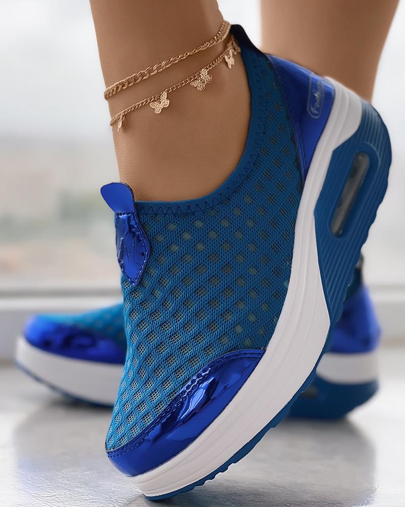 

Breathable Hollow Out Slip-on Sneakers, Blue