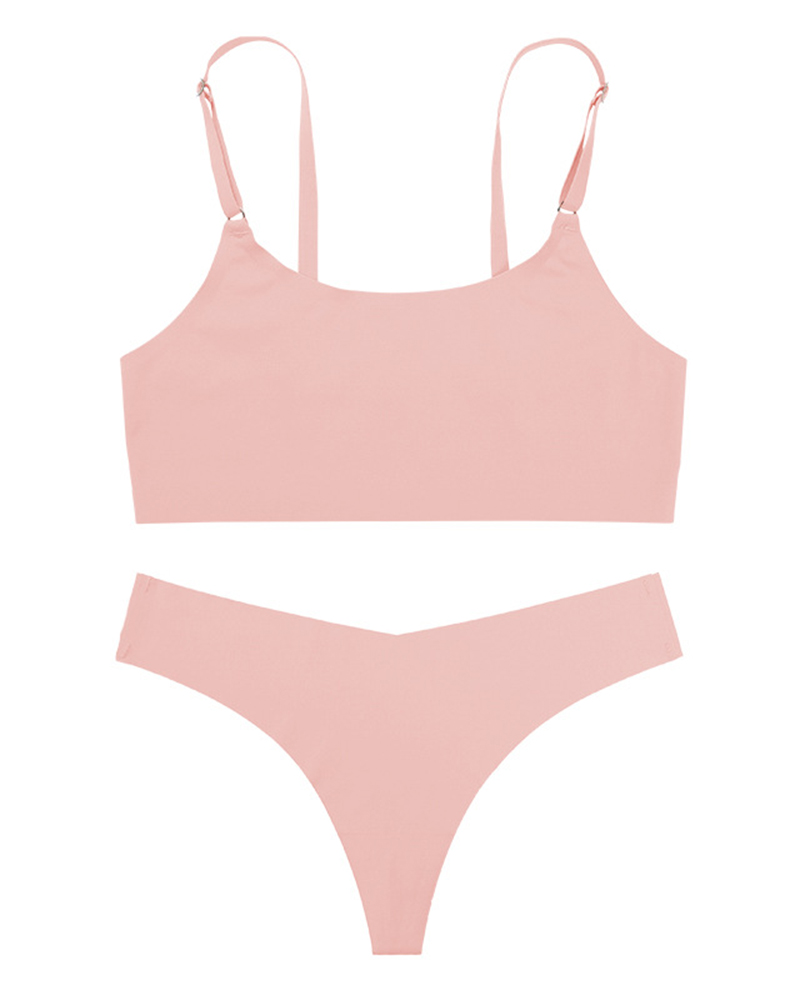 

U-Neck Wireless Lifting Seamless Bra Set, Pink
