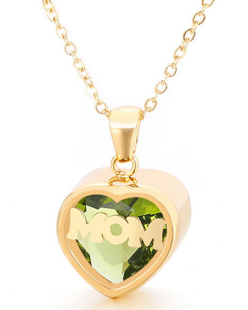 

1pc Mother's Day Crystal Stone Letter Mom Necklace, Style2