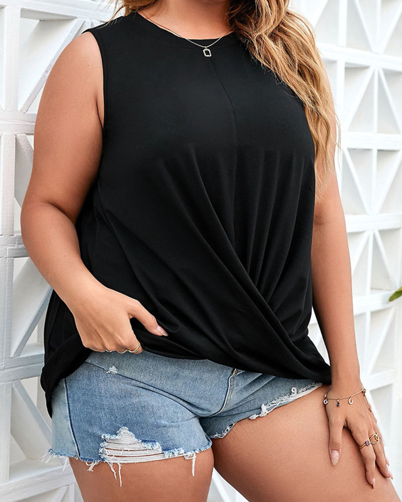 

Plus Size Twist Hem Tank Top, Black