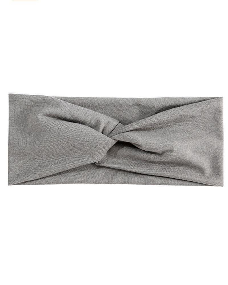 

1pc Non Slip Twisted Elastic Headband Yoga Workout Running Sport Sweat Hair Wrap, Light gray