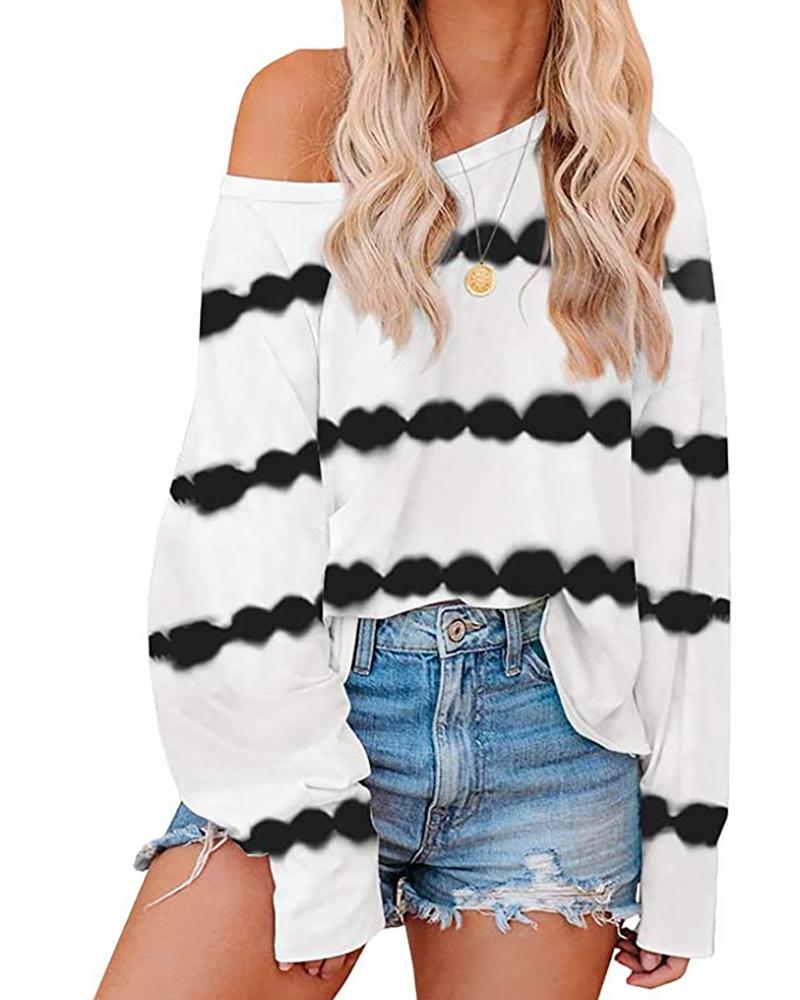 

Tie Dye Print Long Sleeve Casual Top, White