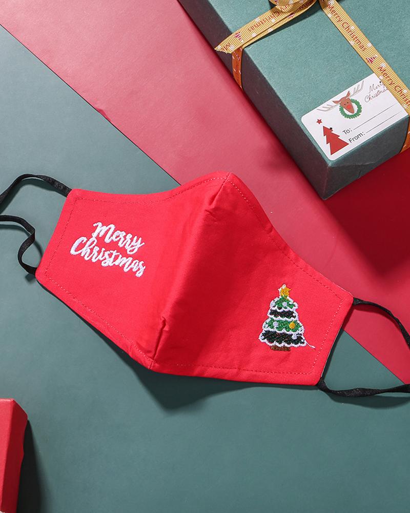 

Christmas Pattern Embroidery Face Mask With Filter For Adult, Style11