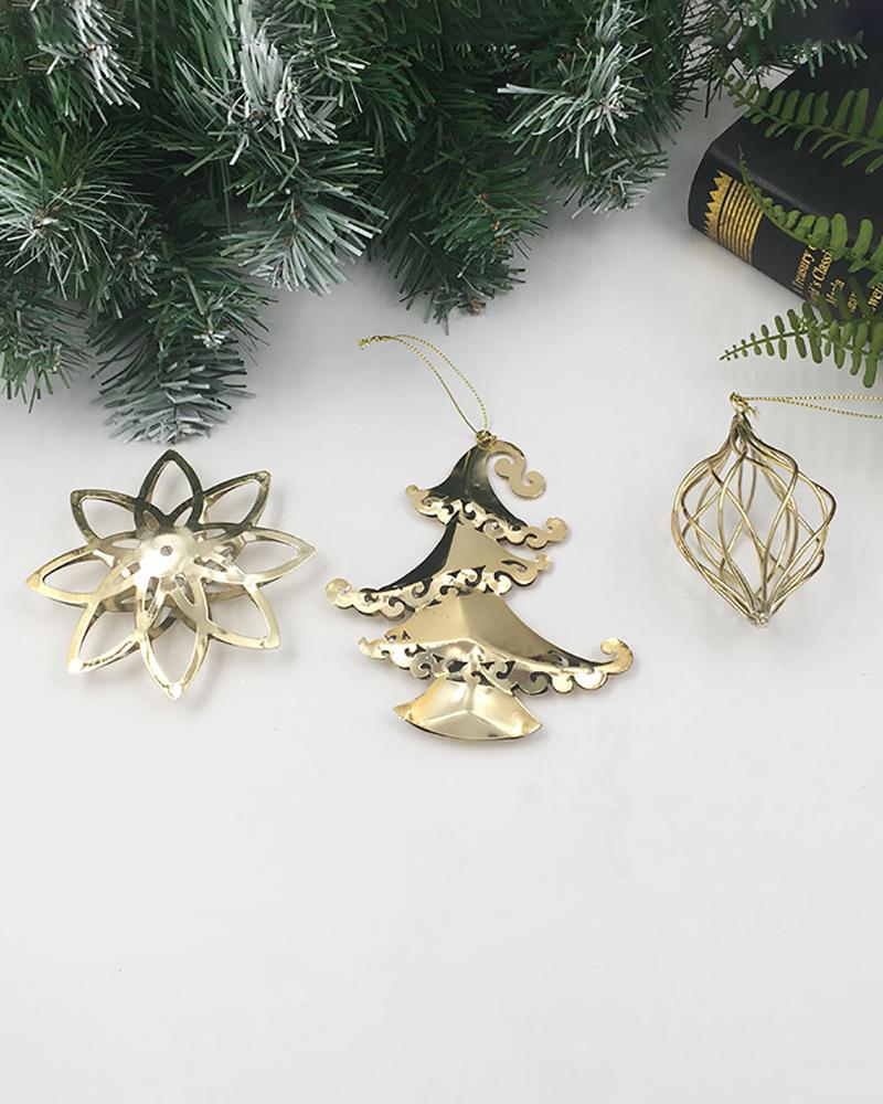 

Metal Christmas Tree Hanging Ornaments Snowflake Five Pointed Star Xmas Tree Party Decor, Style4