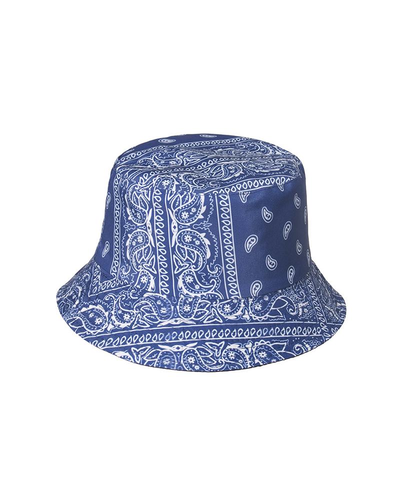 

Paisley Print Bucket Hat Outdoor Sun UV Protection Casual Fishing Cap, Blue