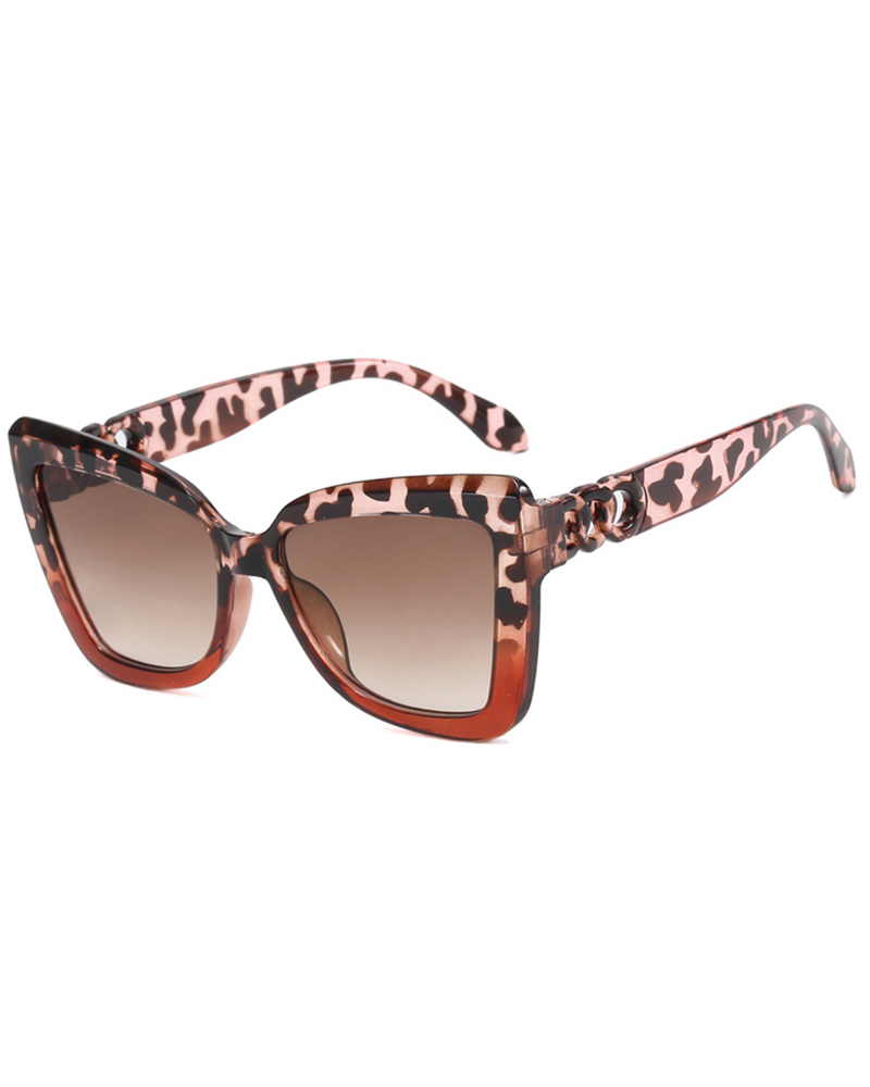 

1Pair Vintage Leopard Cat Eye Frame Fashionable Sunglasses, Coffee