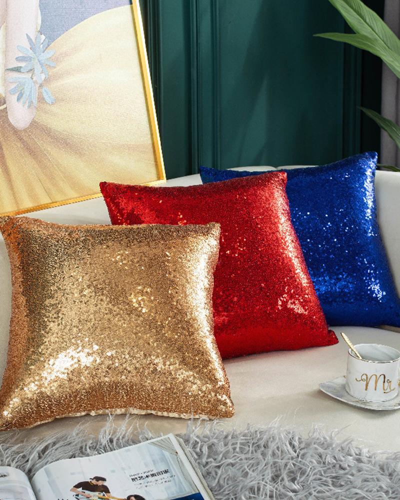 

1pc Christmas Allover Sequin Pillow Cover 18x18inch Farmhouse Pillow Cover Holiday Rustic Linen Pillow Case Sofa Couch Throw Christmas Decoration, Blue