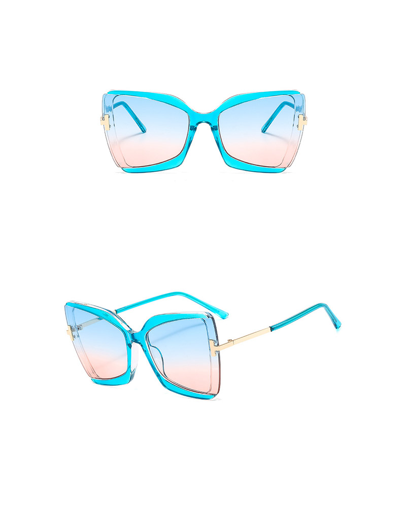 

1Pair Oversized Frame Square T Sunglasses, Blue
