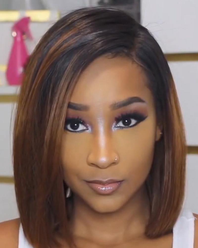 

Short Straight Side Part Synthetic Black Brown Bob Hair Wig