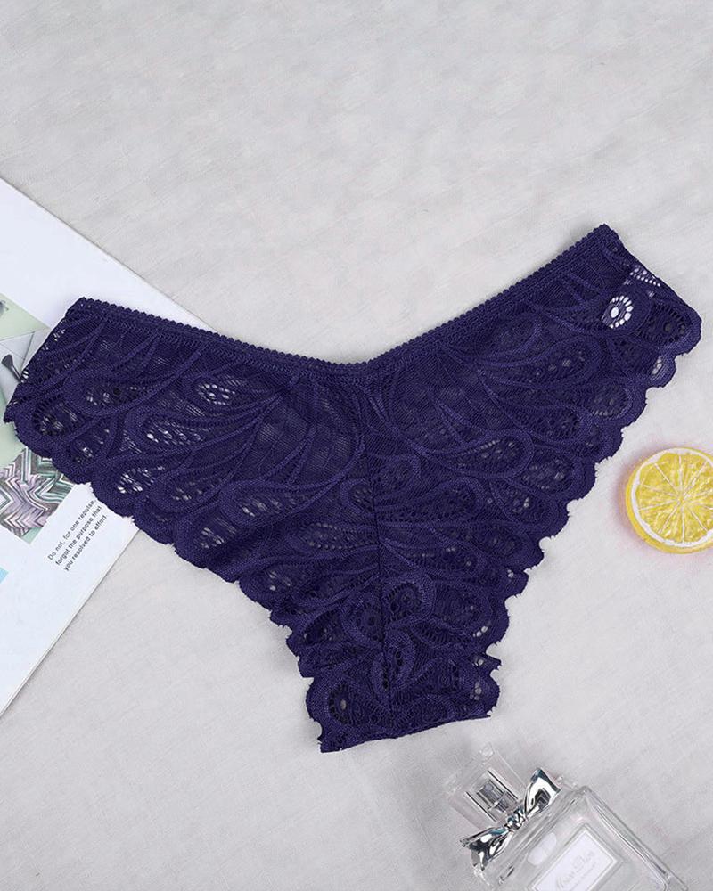 

Crochet Lace Low Waist Panty, Blue
